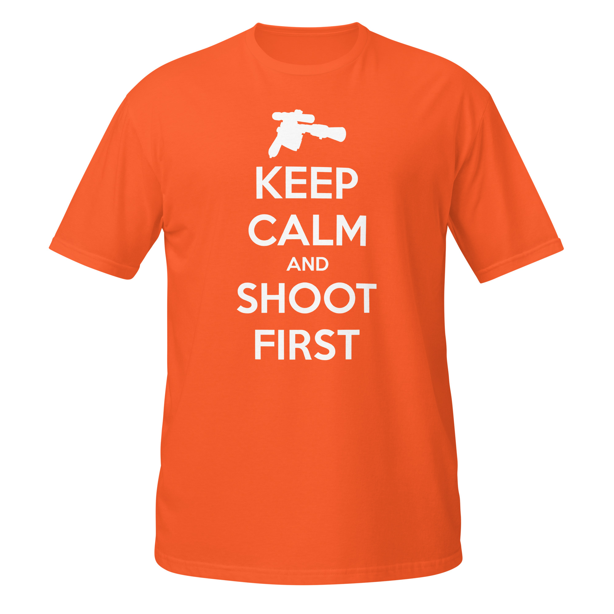 Keep Calm and Shoot First — Sci-Fi Parody Women's Tee - Image 8