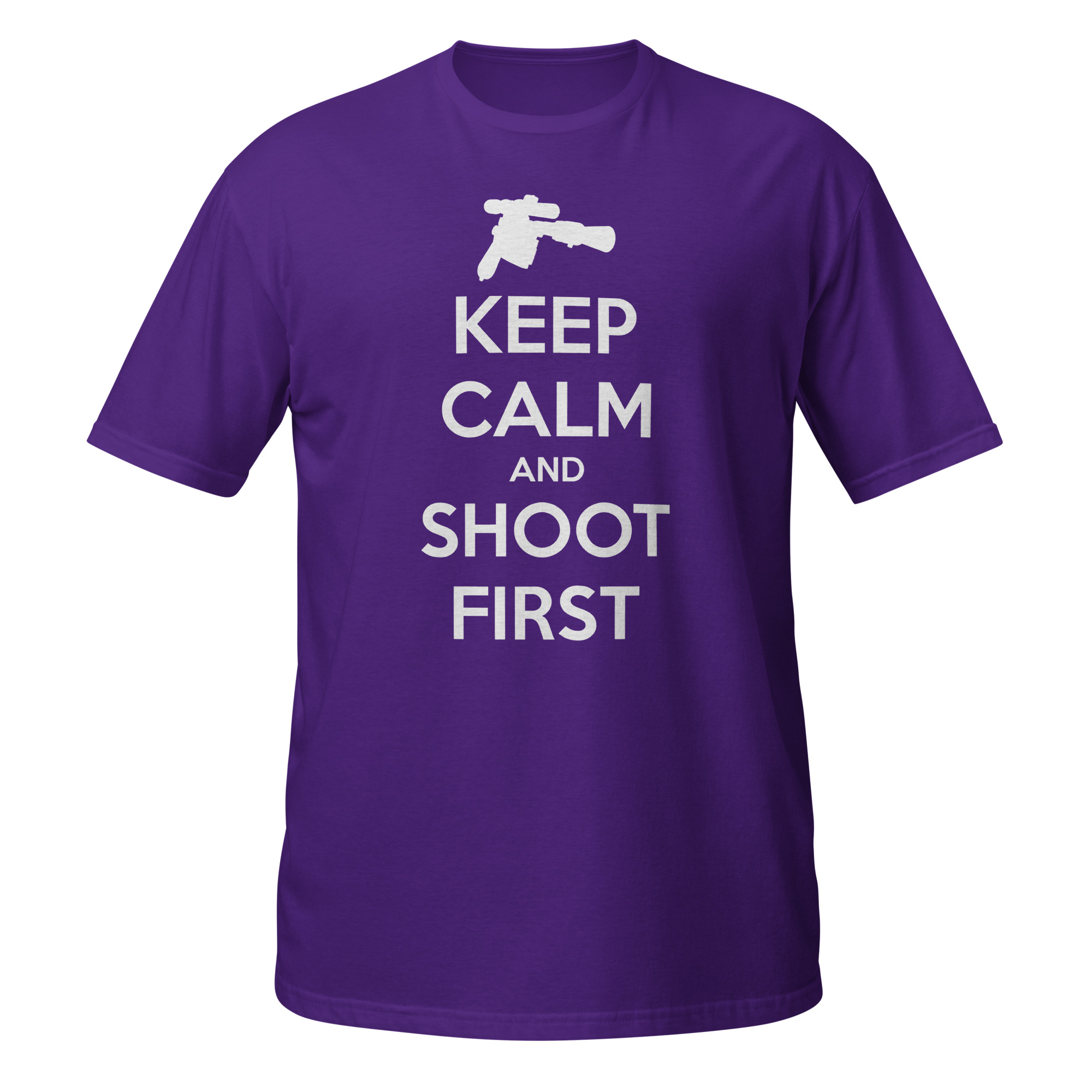Keep Calm and Shoot First — Sci-Fi Parody Women's Tee