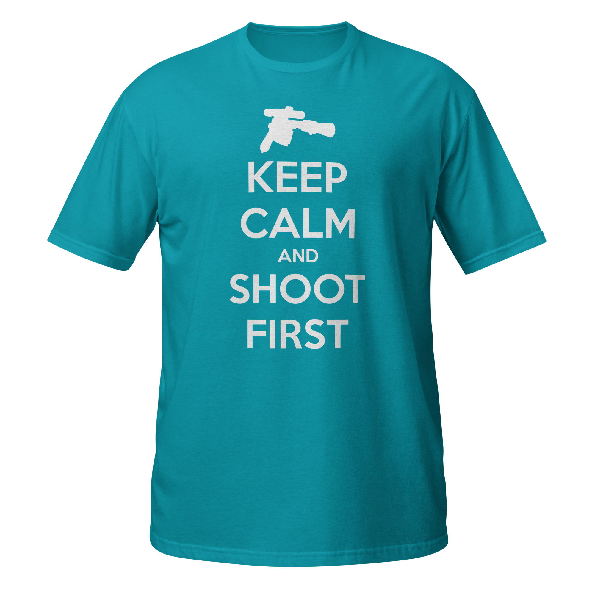 Keep Calm and Shoot First — Sci-Fi Parody Women's Tee - Image 9