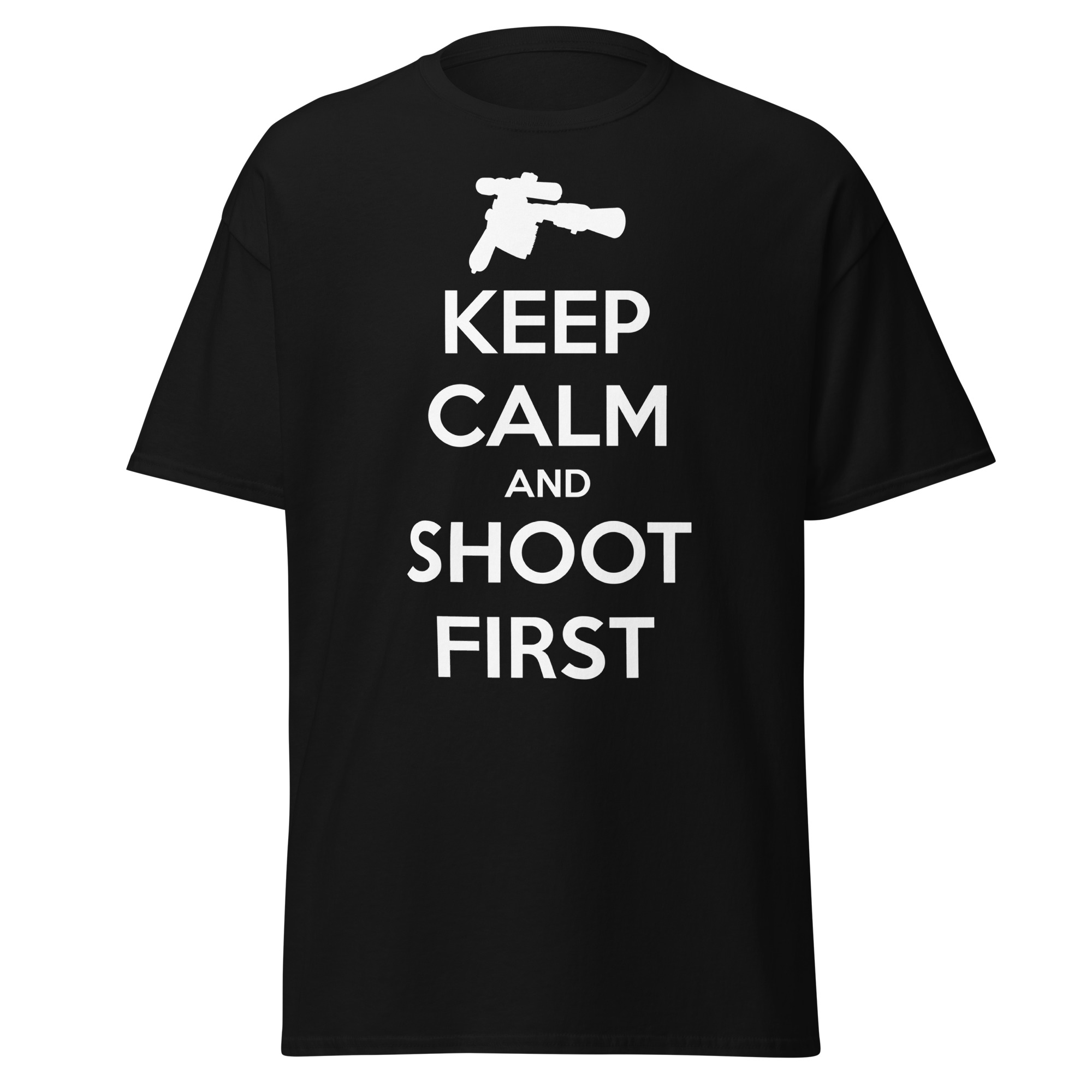 Keep Calm and Shoot First — Sci-Fi Parody Tee - Image 3