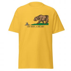 Oh Shit a Bear T-Shirt | Funny California Gadsden Flag Tee