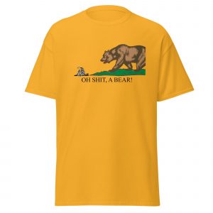 Alternative view of Oh Shit a Bear T-Shirt | Funny California Gadsden Flag Tee