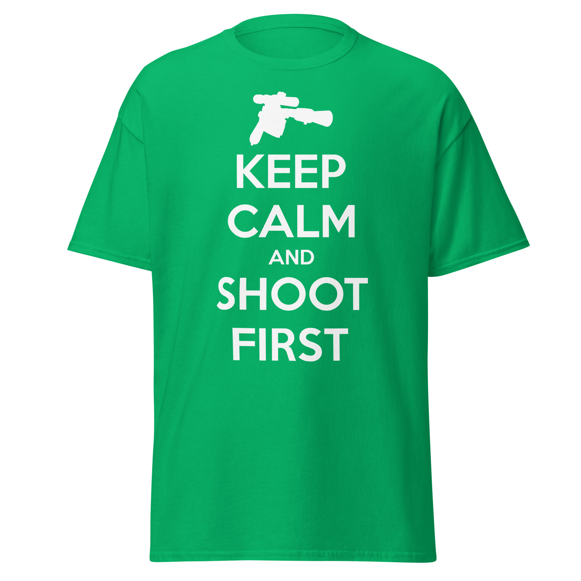 Keep Calm and Shoot First — Sci-Fi Parody Tee - Image 12