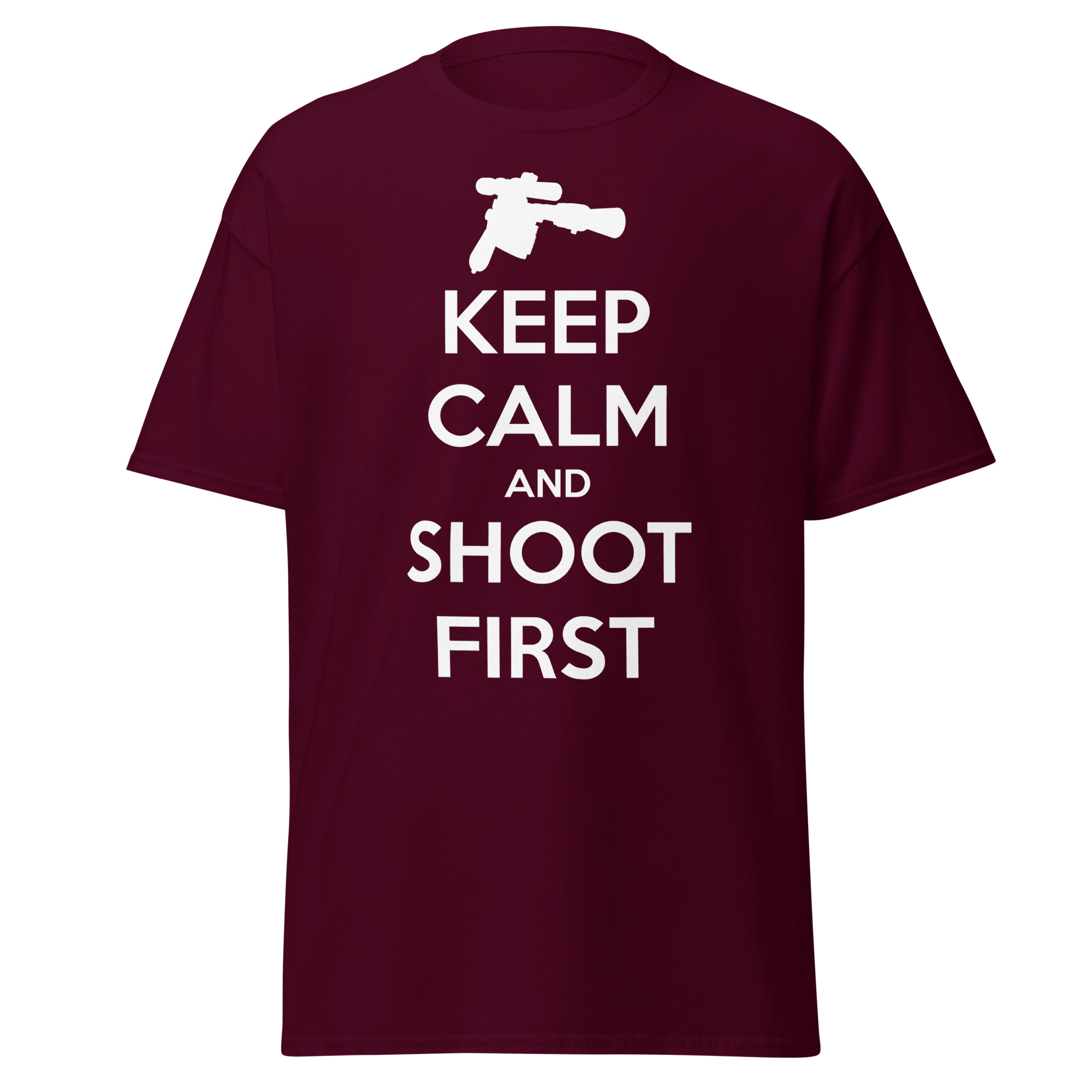 Keep Calm and Shoot First — Sci-Fi Parody Tee - Image 2